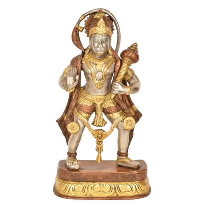 Brassaura® Antique Finish Hanuman Statue | Brass with Patina Work | Height 11 Inches & Weight 3.40 kgs
