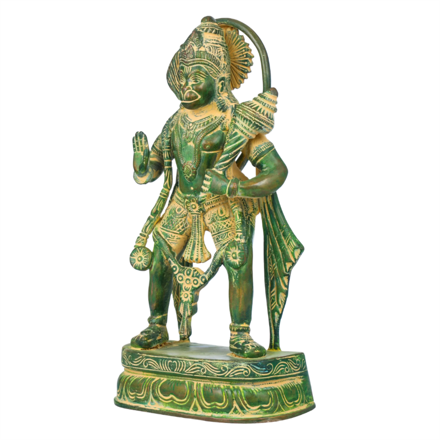 Brassaura® Antique Finish Hanuman Statue | Brass with Patina Work | Height 11 Inches & Weight 3.40 kgs