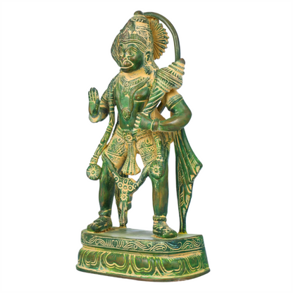 Brassaura® Antique Finish Hanuman Statue | Brass with Patina Work | Height 11 Inches & Weight 3.40 kgs