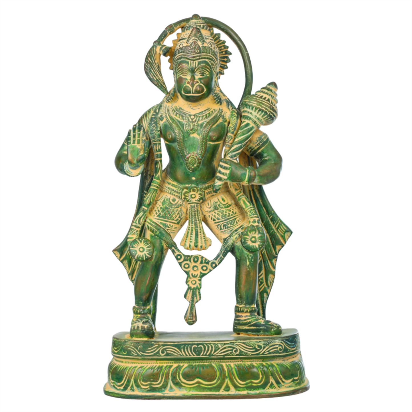 Brassaura® Antique Finish Hanuman Statue | Brass with Patina Work | Height 11 Inches & Weight 3.40 kgs