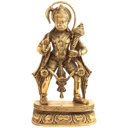 Brassaura® Antique Finish Hanuman Statue | Brass with Patina Work | Height 11 Inches & Weight 3.40 kgs