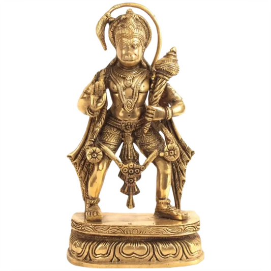 Brassaura® Antique Finish Hanuman Statue | Brass with Patina Work | Height 11 Inches & Weight 3.40 kgs