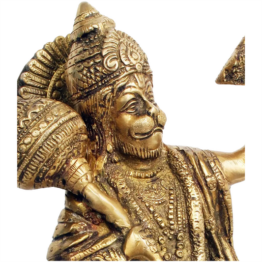 ब्रासौड़ा® वीर हनुमान संजीवनी पर्वत ले जाते हुए | शुद्ध पीतल की मूर्ति | ऊँचाई 10.5 इंच और वज़न 3.68 किग्रा