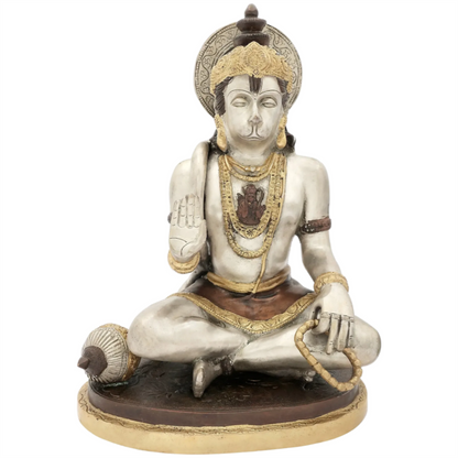 Brassaura® Meditating Lord Hanuman Statue | Brass Idol for Home Temple & Spiritual Decor | Height 12.5 Inches & Weight 6.80 kgs