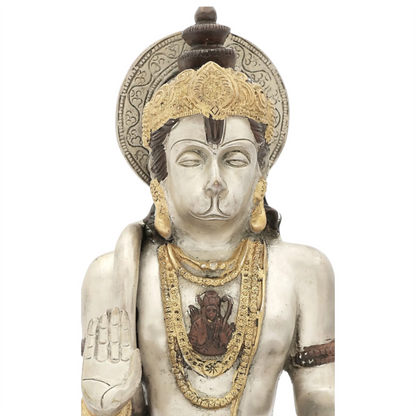Brassaura® Meditating Lord Hanuman Statue | Brass Idol for Home Temple & Spiritual Decor | Height 12.5 Inches & Weight 6.80 kgs
