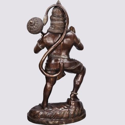 ब्रसाउरा® भव्य वीर हनुमान प्रतिमा | प्राकृतिक पीतल फ़िनिश | ऊँचाई 65.94 इंच और वज़न 138.40 किग्रा