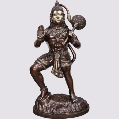 ब्रसाउरा® भव्य वीर हनुमान प्रतिमा | प्राकृतिक पीतल फ़िनिश | ऊँचाई 65.94 इंच और वज़न 138.40 किग्रा