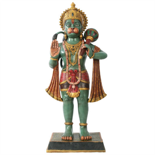 ब्रासाउरा® खड़े आशीर्वाद देते हुए हनुमान | पीतल की मूर्ति | ऊंचाई 36 इंच और वज़न 32.30 किलोग्राम