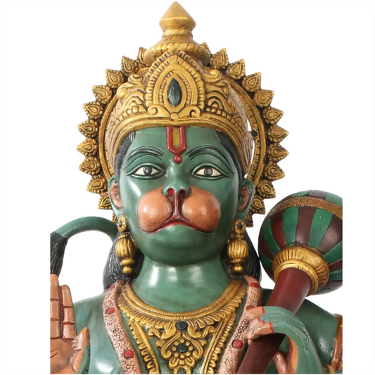 ब्रासाउरा® खड़े आशीर्वाद देते हुए हनुमान | पीतल की मूर्ति | ऊंचाई 36 इंच और वज़न 32.30 किलोग्राम