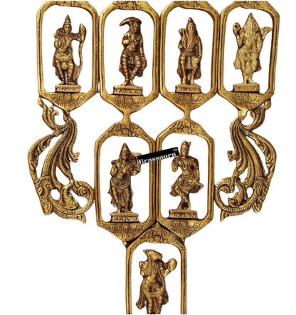 Brassaura™ Pure Brass Dashavatar Wall Hanging – Height 29.5" & Weight 3.3 Kgs | Intricately Crafted Décor