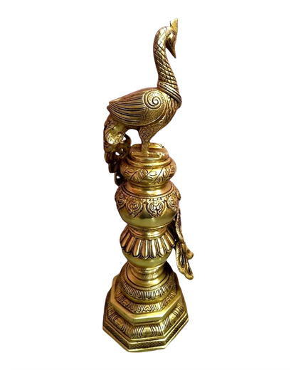 Brassaura™ Large Brass Peacock Showpiece – Height 20" | Weight 8.5 Kgs