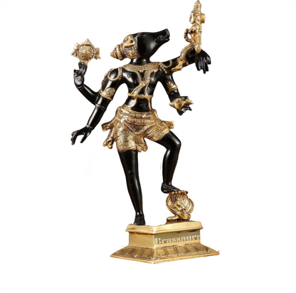 Brassaura™ Pure Brass Lord Varaha with Bhooma Devi Idol – 17.5 Inch Height, 6.3 kg Weight | Handcrafted Vishnu Avatar Statue for Home & Temple