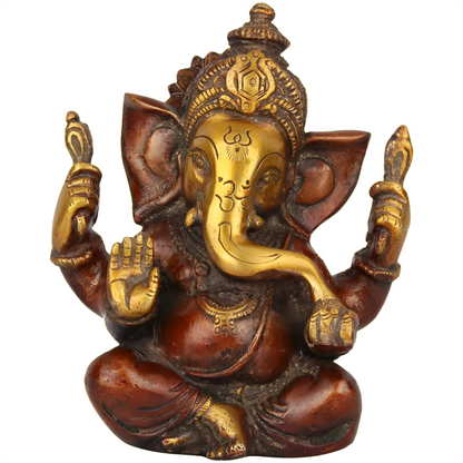 Brassaura™ Brass Ganesha Idol for Home and Decor | Weight 1.5 Kgs | Height 6 Inches