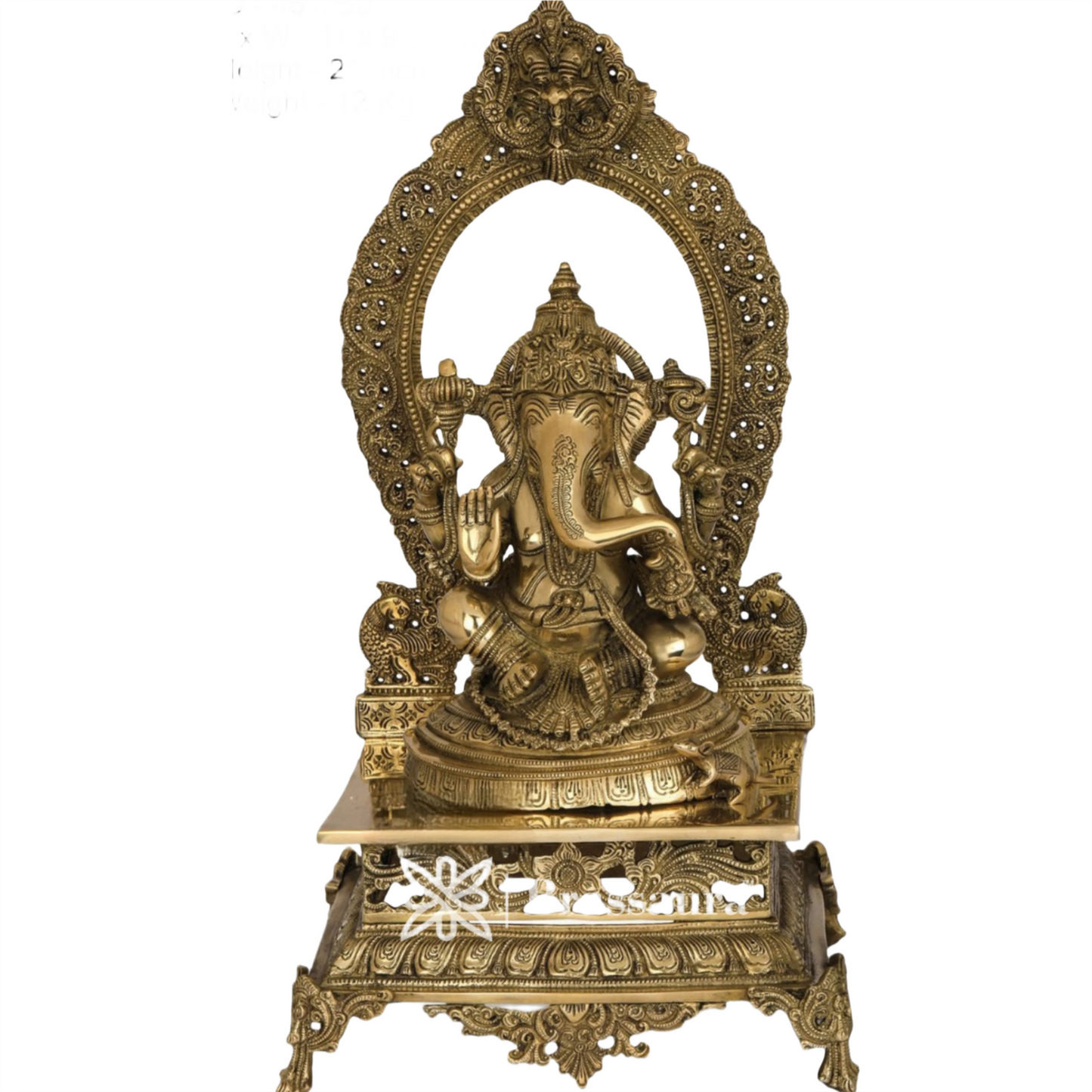 Brassaura™ Brass Ganesha Statue for Home and Decor | Weight 13 Kgs | Height 21 Inches