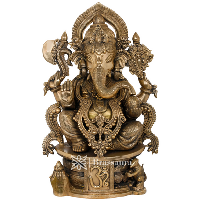 Brassaura™ Brass Jewellery Ganesha Idol for Home Decor | Weight 32 Kgs | Height 23 Inches
