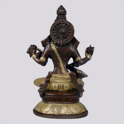 Brassaura® Brass Saraswati Statue | Height 8.07 Inches & Weight 1.76 kg