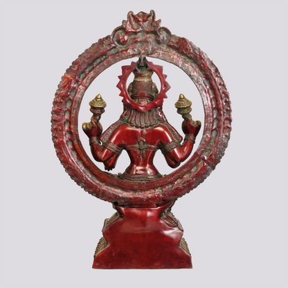 ब्रासुरा® बड़ी नृत्य करती लक्ष्मी देवी | प्रभावलि आर्क के साथ पीतल की मूर्ति | ऊंचाई 36 इंच और वज़न 37 किग्रा