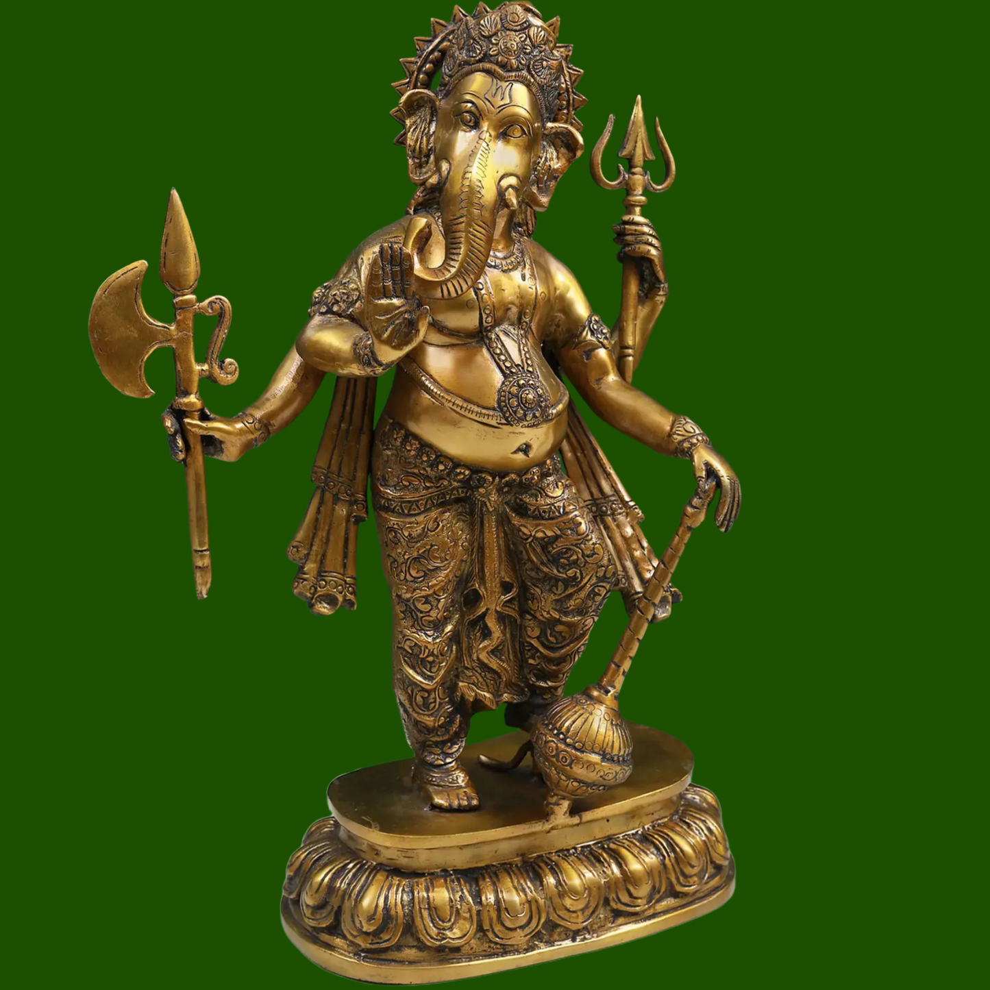 Brassaura™ Brass Ganesha Statue | Height 19 Inches & Weight 10.60 kgs