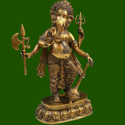 Brassaura™ Brass Ganesha Statue | Height 19 Inches & Weight 10.60 kgs