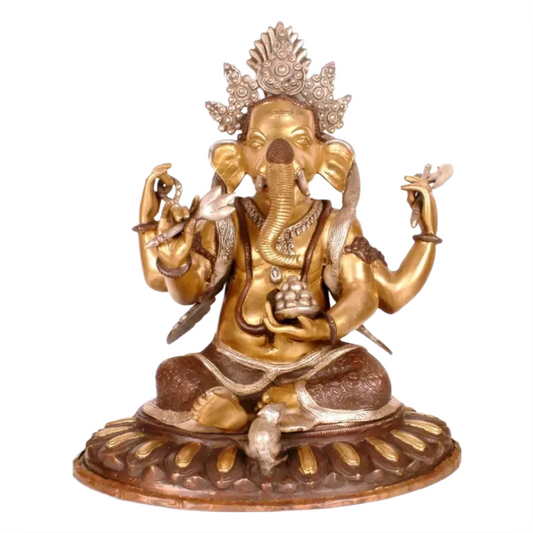 Brassaura® Seated Ganesha with Modak Bowl | Brass Sculpture | Height 7.5 Inches & Weight 15 kgs