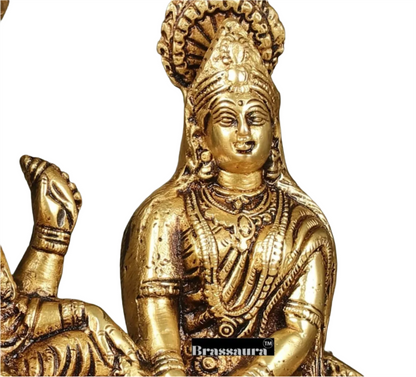 Brassaura™ Pure Brass Lakshmi Narayan Idol on Sheshnaag – 4kg, 8-Inch – Handcrafted Idol for Serenity & Prosperity in Home Temple
