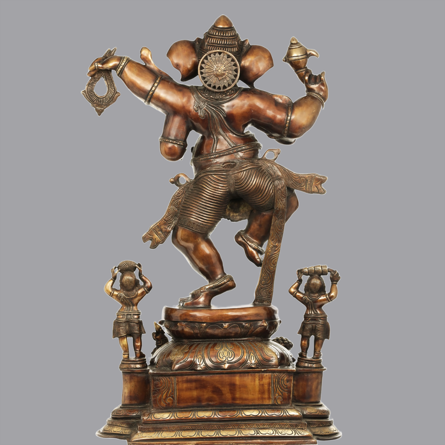 Brassaura™ Nritya Ganapati Dancing Ganesha on Ornate Pedestal | Height 40 Inches | Weight 64 kgs