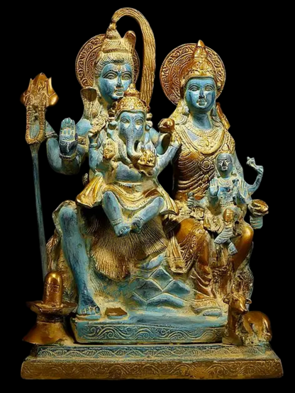 Brassaura® Brass Shiv Family Statue | Height 18 Inches & Weight 18.16 kg