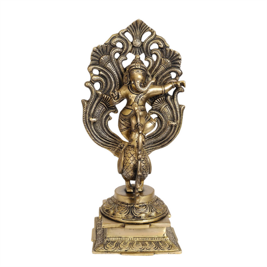 Brassaura® Turquoise Inlay Seated Ganesha | Brass Sculpture with Stone Work | Height 7.5 Inches & Weight 4.62 kgs