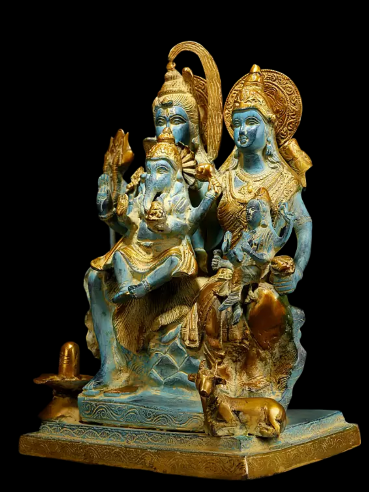 Brassaura® Brass Shiv Family Statue | Height 18 Inches & Weight 18.16 kg