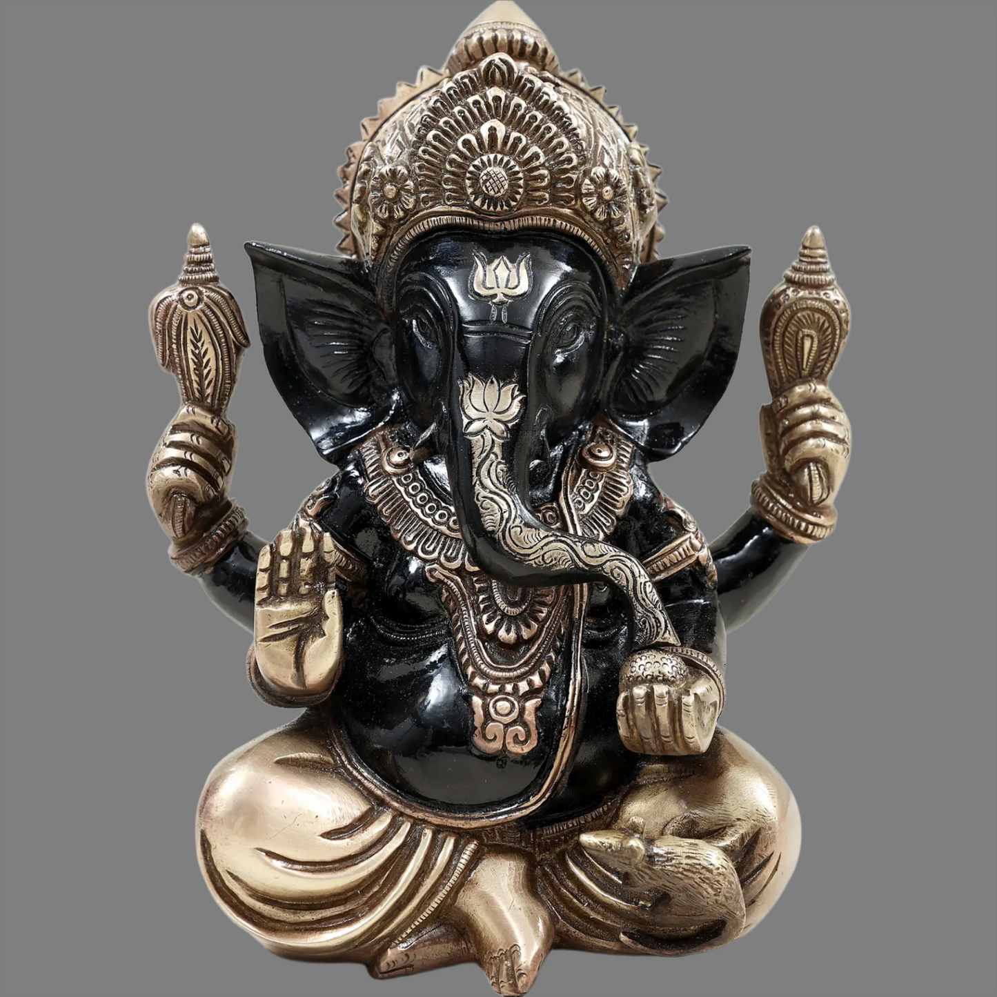 Brassaura™ Black & Antique Finish Lord Ganesha Idol | Height 9 Inches & Weight 3.94 kgs