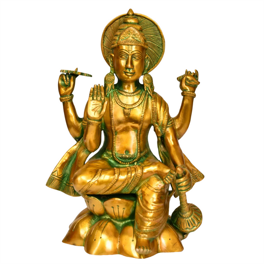 Estátua Brassaura® de Latão de Vishnu | Altura 30,48 cm e Peso 4,40 kg