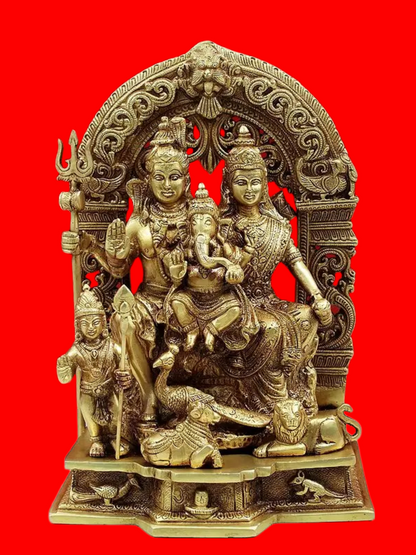 Brassaura™ Brass Shiv Family Statue | Height 12 Inches & Weight 6.80 kg