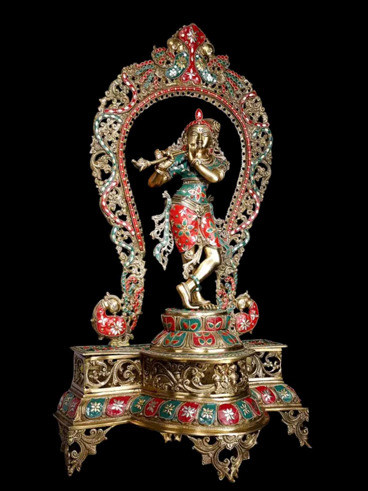 Brassaura® Brass Krishna Statue | Height 78.5 cm & Weight 20.55 kg