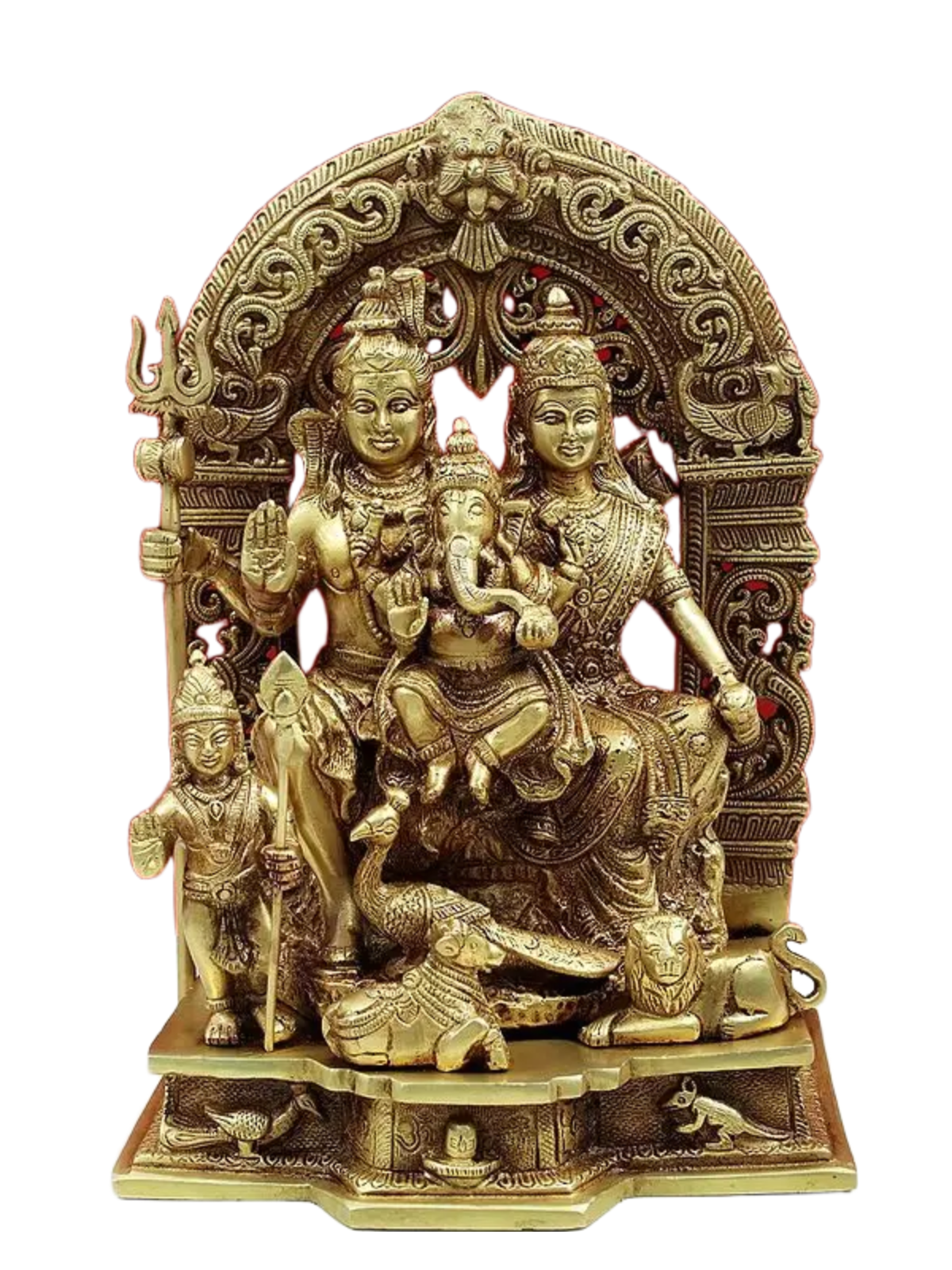 Brassaura™ Brass Shiv Family Statue | Height 12 Inches & Weight 6.80 kg