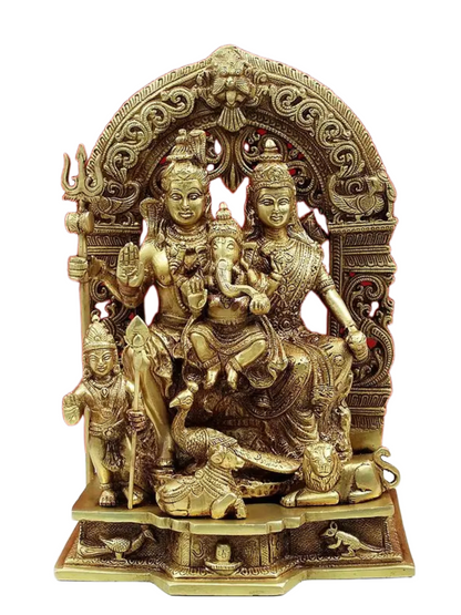 Brassaura™ Brass Shiv Family Statue | Height 12 Inches & Weight 6.80 kg