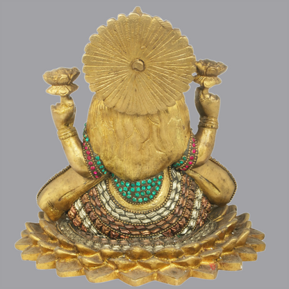 Brassaura® Lakshmi Ganesha Inlay Statue Set | Height 8 Inches & Weight 7 kgs