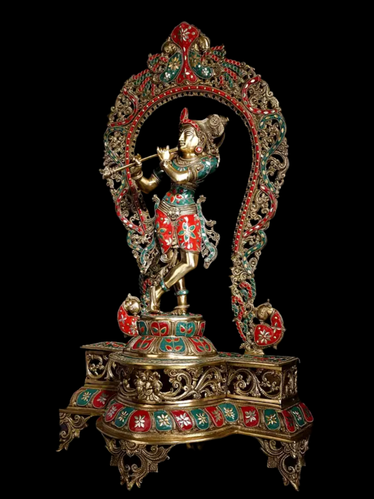 Brassaura® Brass Krishna Statue | Height 78.5 cm & Weight 20.55 kg