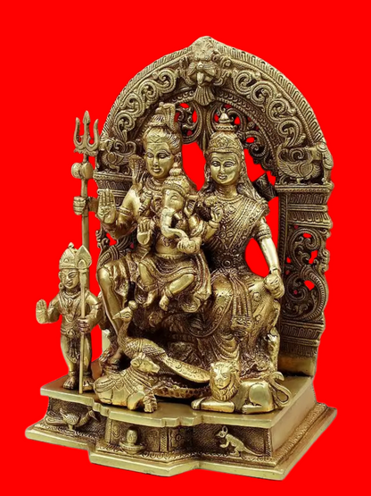 Brassaura™ Brass Shiv Family Statue | Height 12 Inches & Weight 6.80 kg