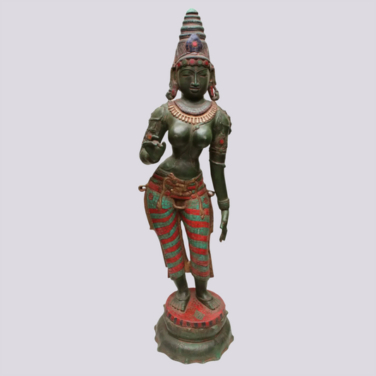 Estátua de Latão Brassaura® Deusa Parvati | Altura 111,76 cm e Peso 26,80 kg