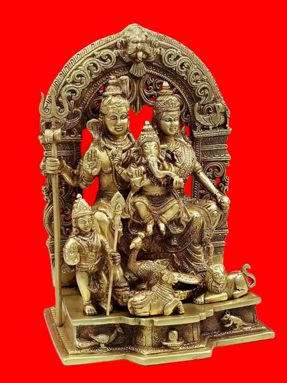 Brassaura™ Brass Shiv Family Statue | Height 12 Inches & Weight 6.80 kg