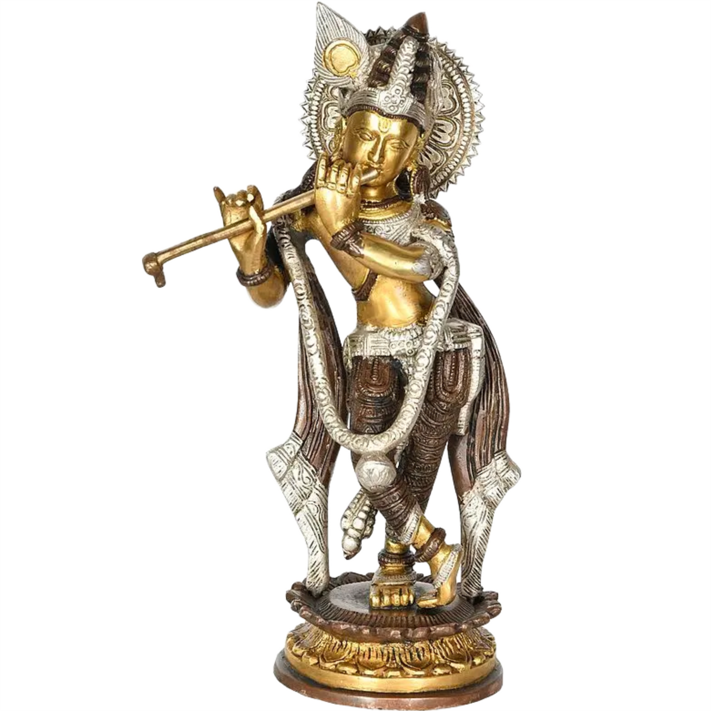 Brassaura® Brass Krishna Statue | Height 11.2 Inches & Weight 2.50 kg