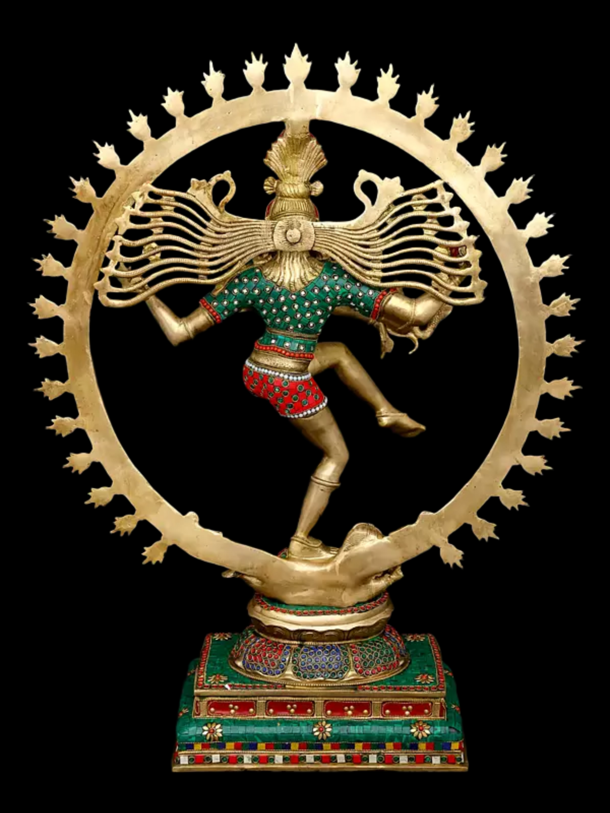 Brassaura® Brass Nataraj Statue with Inlay Work | Height 31 Inches & Weight 27.27 kg