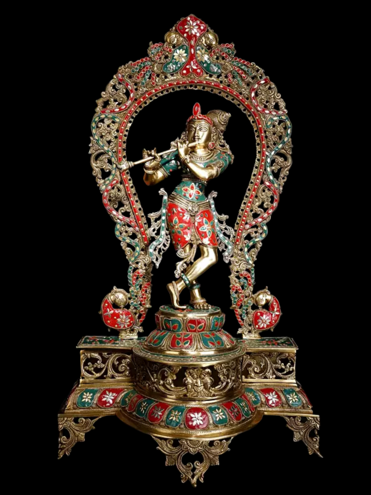 Brassaura® Brass Krishna Statue | Height 78.5 cm & Weight 20.55 kg