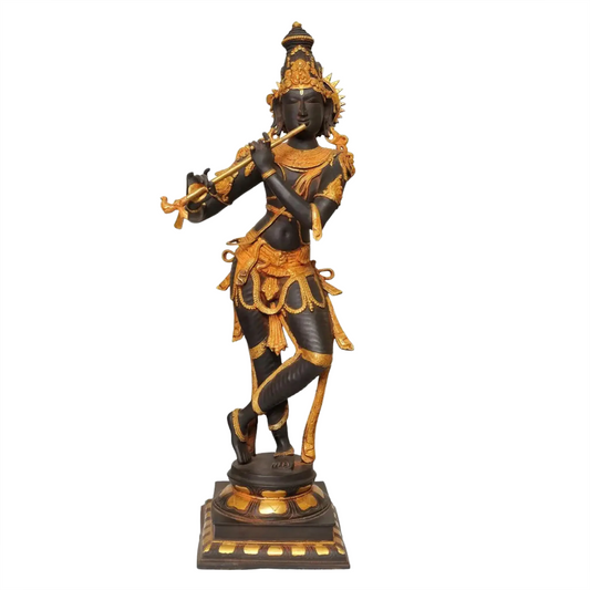 Brassaura® Brass Krishna Statue | Height 34 Inches & Weight 19.20 kg