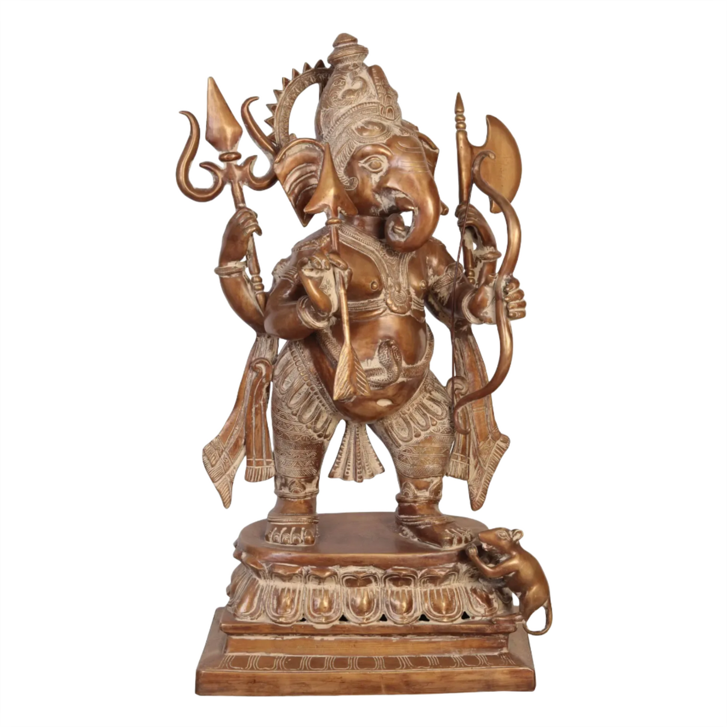 ब्रस्सौड़ा™ युद्ध गणपति | शुद्ध पीतल योद्धा रूप | ऊँचाई 29 इंच और वज़न 32.70 किलोग्राम