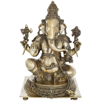 Brassaura™ Brass Ganesha Statue | Height 20 Inches & Weight 23.30 kgs