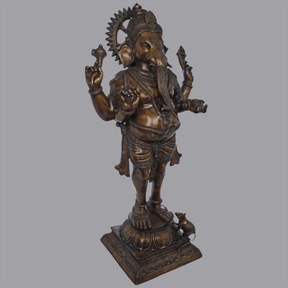 Brassaura® Standing Ganesha in Brass | Height 51 Inches & Weight 57.70 kgs
