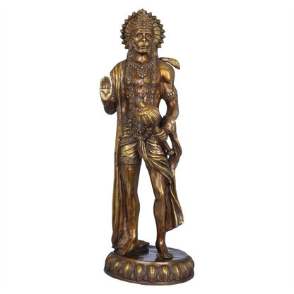 Brassaura® Standing Blessing Hanuman Statue | Brass | Height 22.6 Inches & Weight 9.80 kgs