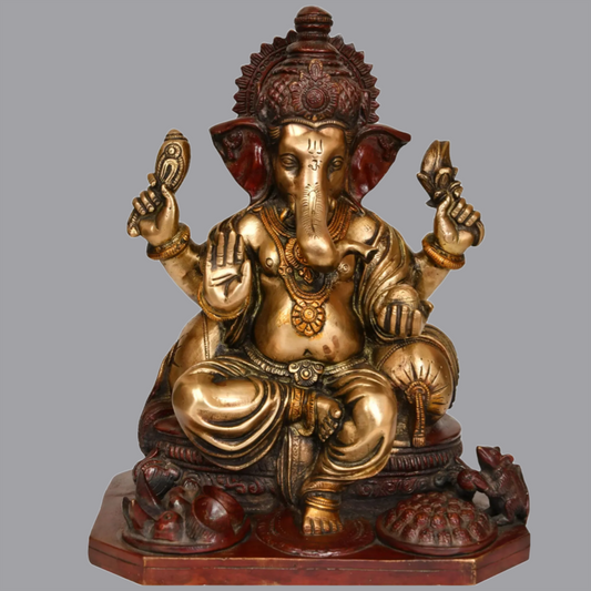 Brassaura® Lord Ganesha in Ashirwad Mudra | Height 11.2 Inches & Weight 8.37 kgs