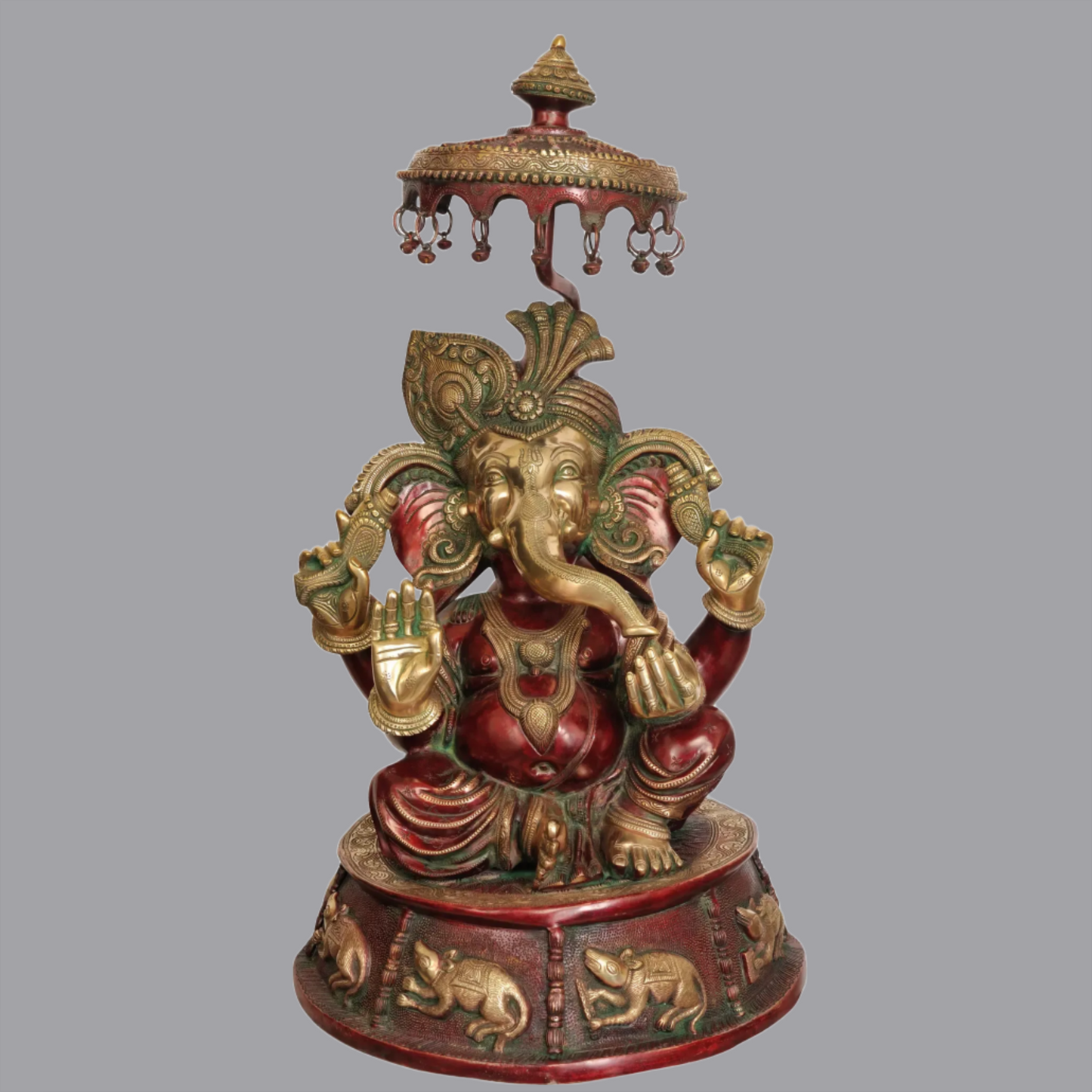 Brassaura® Large Pagdi Ganesha in Brass | Height 31 Inches | Weight 41 kgs